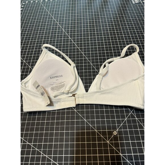 Express White Ribbed Bralette Top Medium Adjustable Straps Padded Cups $39.90 - Picture 3 of 4